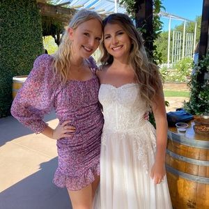 Purple flower dress perfect for wedding guest